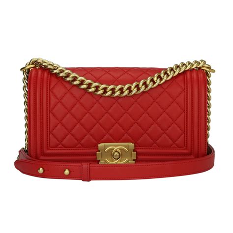 red chanel boy bag with gold hardware|chanel boy bag for sale.